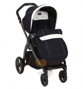 Коляска прогулочная Peg-perego Book Plus S Completo с шасси Book Plus S JET Black цвет RIVERA син/бе