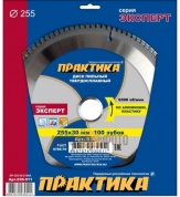 Диск тв/сп Практика 255х30, Z=100 T=2,9 mm алюминий, отрицательный угол атаки (030-511)