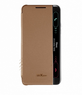 Чехол-книжка для LG X Power (K220) с функцией быстрого ответа Золотой