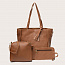 Tassel Detail Textured PU Bag Set 3pcs