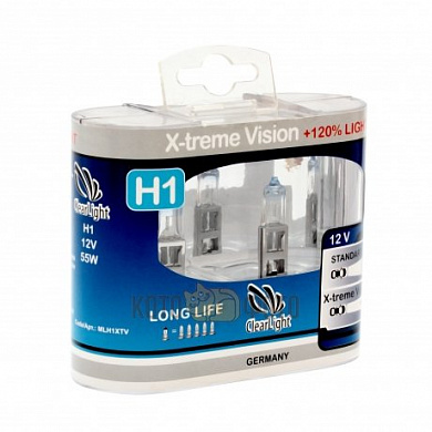 Комплект ламп Clearlight H1 12V-55W X-treme Vision +120% Light (2 шт.) MLH1XTV120