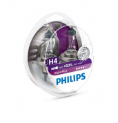 Лампа галогенная PHILIPS H4 VisionPlus 12V 60/55W, комплект 2шт, 12342VPS2