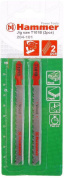 Пилка для лобзика Hammer Flex 204-101 JG WD T101B  дерево/пластик, 74мм, шаг 2.5, HCS, 2шт.