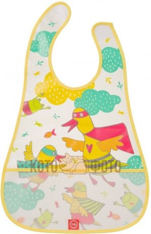 Нагрудник на липучке Children’s bib Happy baby (ПВХ-пленка) 16005N (Yellow)