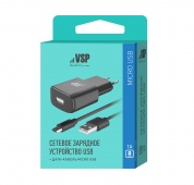 Сетевое зарядное устройство BoraSCO USB 1A черное (VSP)