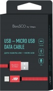 Кабель BoraSCO USB - Micro USB, 1м, красный,