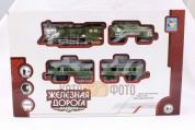 Игровой набор 1toy ж/дВоенный410см.,16дет.,свет,звук,паровоз,3ваг.рельс 3,5см