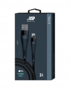 Кабель BoraSCO Fishbone USB - 8 pin, 3А, 1м, черный,