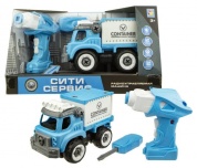 1toy Сити-сервис грузовик на р/у (18 см, 2,4ГГц, разборный, в компл. Шуруповерт (пульт управления) на батарейках, отвертка, коробка)