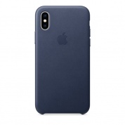 Чехол кожаный Apple Leather Case для iPhone XS (Midnight Blue) тёмно-синий