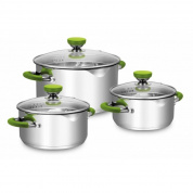 Набор кастрюль ATTRIBUTE STEEL 3 предмета 1.5л+3л+5л LIME