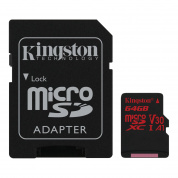 Карта Памяти micro SDXC 64Gb Kingston Canvas React UHS-I U3 V30 A1 + ADP (100/80 Mb/s)