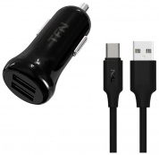 Автомобильное зарядное устройство TFN2 2.4A+TypeC black