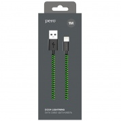 Кабель PERO DC-04 8-pin Lightning 2А 1м Green-black