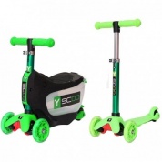 Каталка-самокат 3 в 1 Y-SCOO Mini Jump&Go green со светящимися колесами
