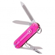 Нож-брелок Victorinox Classic, 58 мм, 7 функций, розовый полупрозрачный