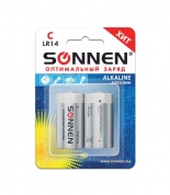 Батарейки SONNEN Alkaline, С (LR14, 14А), алкалиновые, КОМПЛЕКТ 2 шт, в блистере, 451090