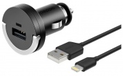 Автомобильное зарядное устройство Deppa USB 1А дата-кабель Lightning (MFI) белый Ultra 11250