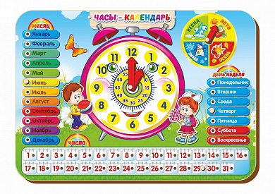 Рамка-вкладыш WOODLANDTOYS 094102 Часы-календарь 2