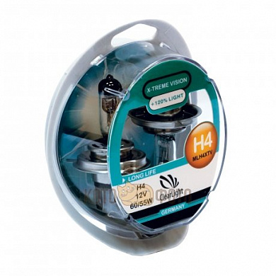 Комплект ламп Clearlight H4 12V-60/55W X-treme Vision +120% Light (2 шт.) MLH4XTV120
