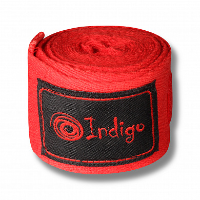 Бинт боксёрский INDIGO  х/б, нейлон, 1115, Красный, 4,0 м