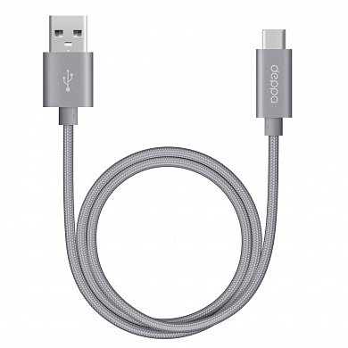 Кабель Deppa TypeC 1.2m alum gray