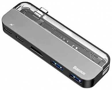 Хаб-разветвитель USB Baseus Transparent Series Type-C Deep Gray